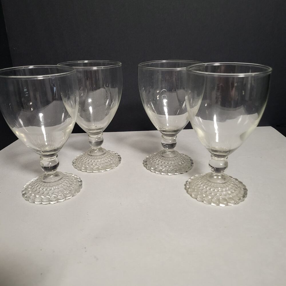 Vintage Anchor Hocking Bubble Foot Hobnail Juice/Wine Glass-Set of 4